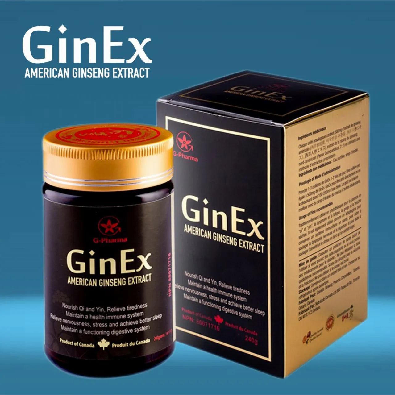 GinEx® American Ginseng Black Cream 240g with a box of Black Cream Drops