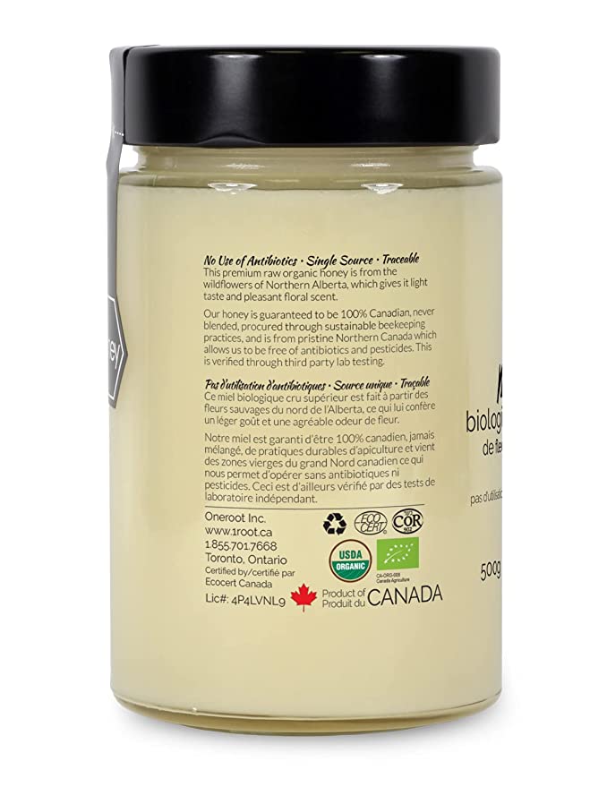 Oneroot 100% Organic Canadian Wildflower Honey (1 bottle)
