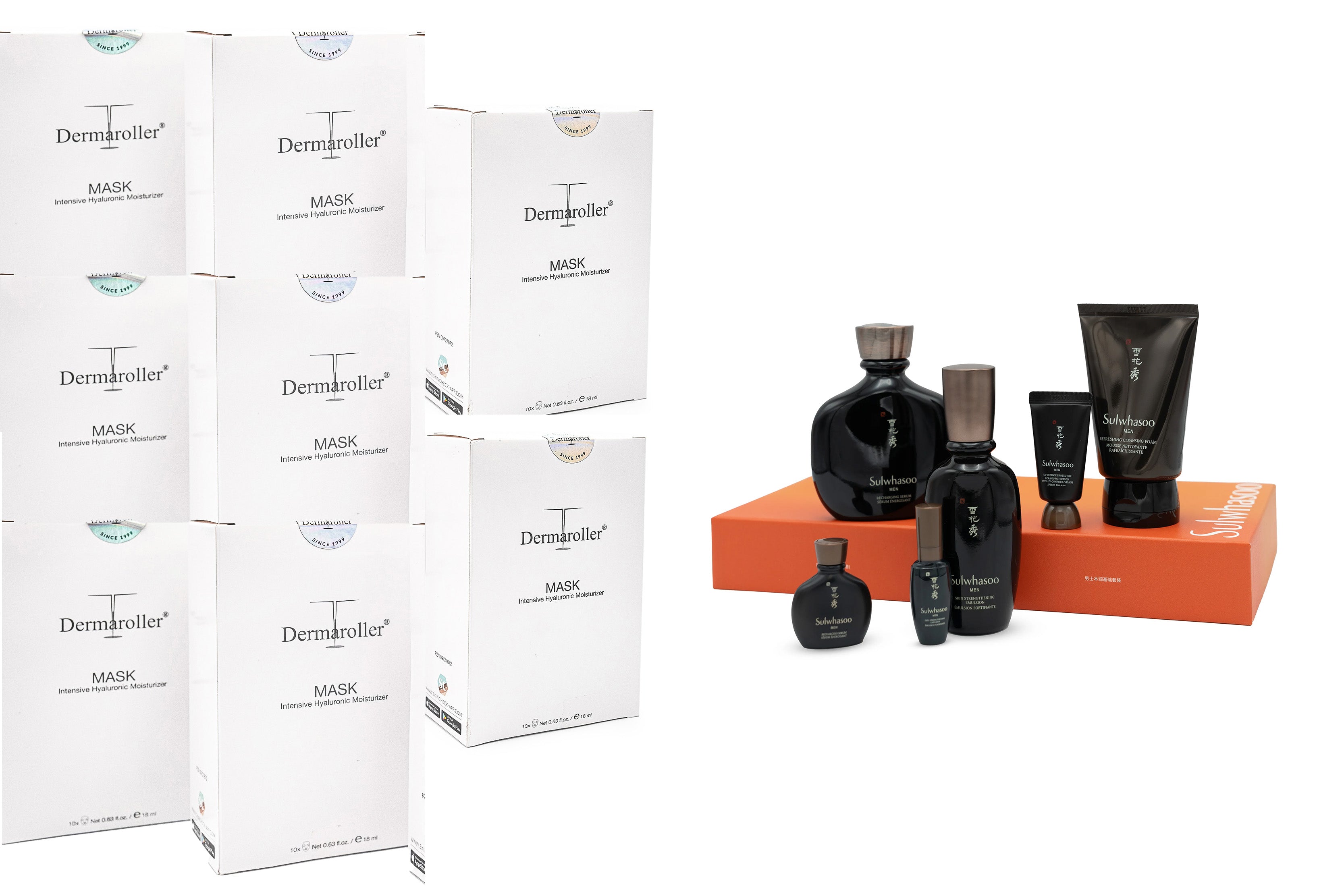 Dermaroller玻尿酸補水保濕修護急救面膜八盒(10片*8盒)送一盒男士雪花秀套裝(臨期),黑五限量,送完為止。