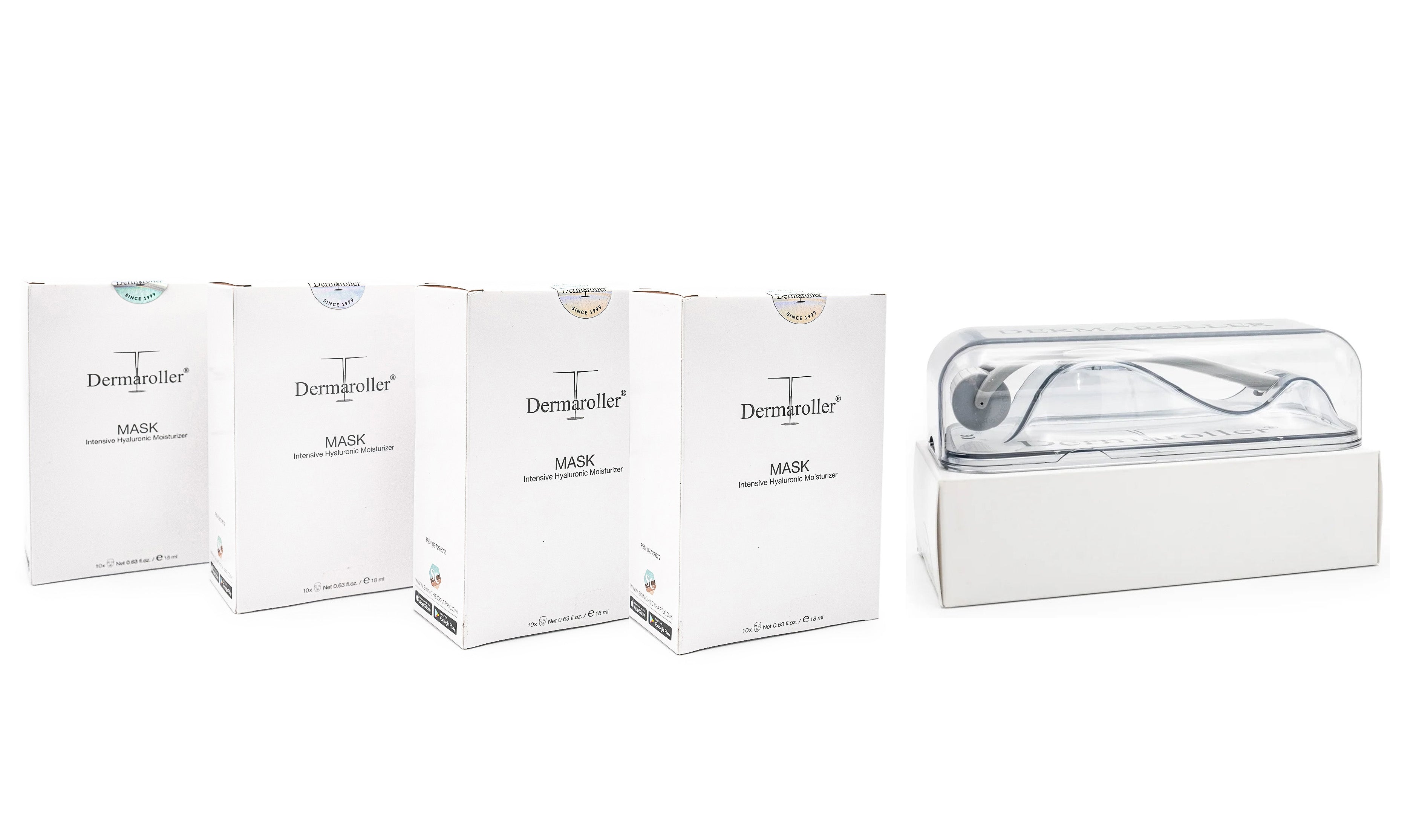 Dermaroller玻尿酸補水保濕修護急救面膜(10片*4盒)加$10 送德國Dermaroller微針滾輪