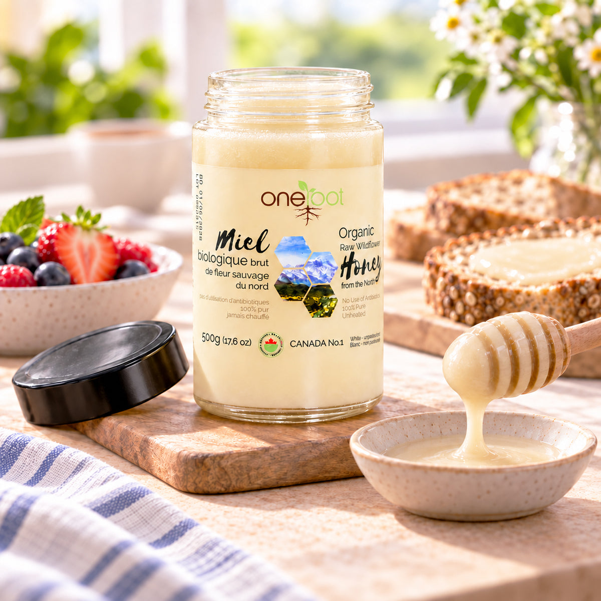 Oneroot 100% Organic Canadian Wildflower Honey (1 bottle)