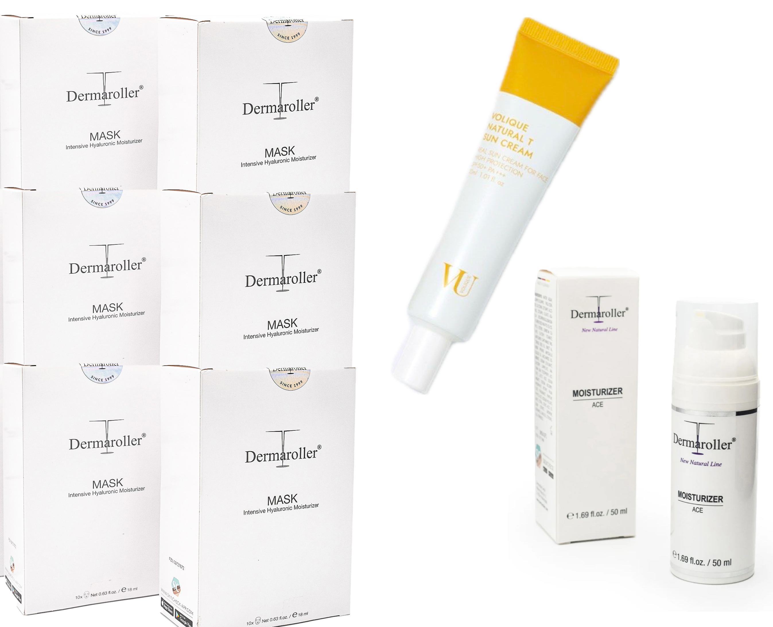 Dermaroller玻尿酸补水保湿修护急救面膜六盒(10片*6盒)送韩国Volique晨光修护防晒霜和德国Dermaroller ACE玻尿酸保湿精华提亮修护面霜。限量赠品,送完为止。