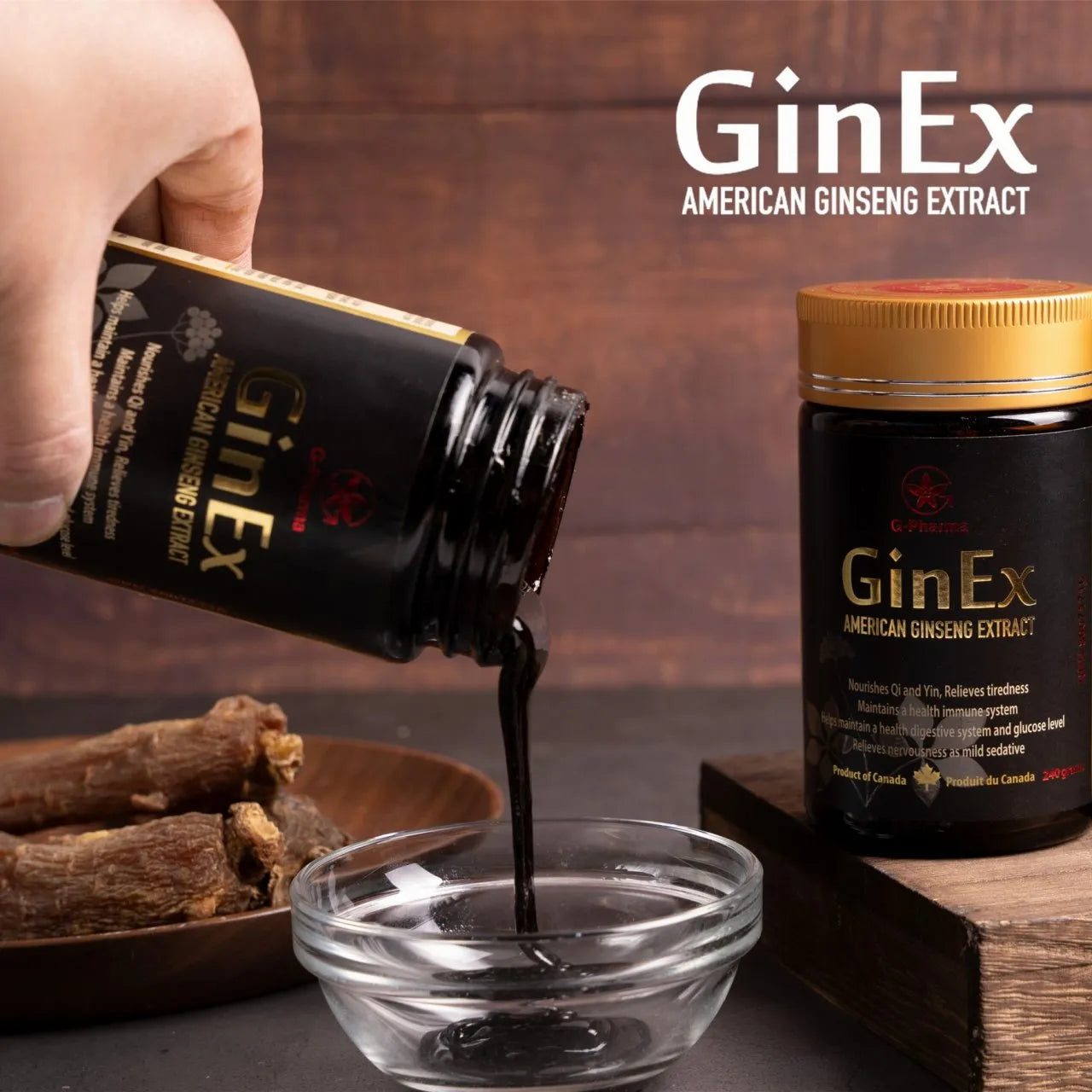 GinEx® 西洋參黑膏滋 (240g+100g) 組合獲購半價黑膏滋滴劑1-2瓶