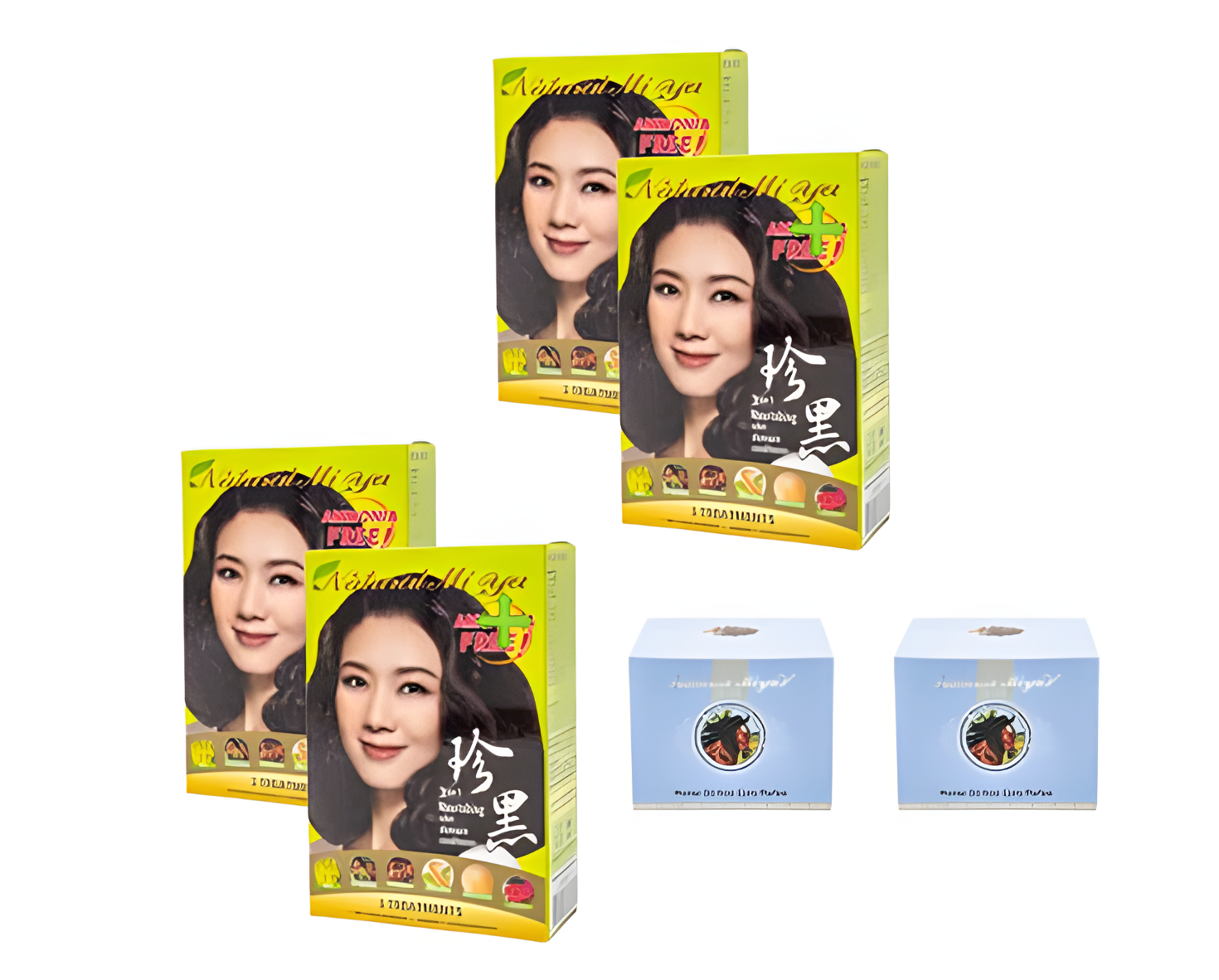 Plant-based hair dye and conditioner set: 4 boxes of Zhenhei plant-based hair dye and conditioner + 2 boxes of horse oil conditioner