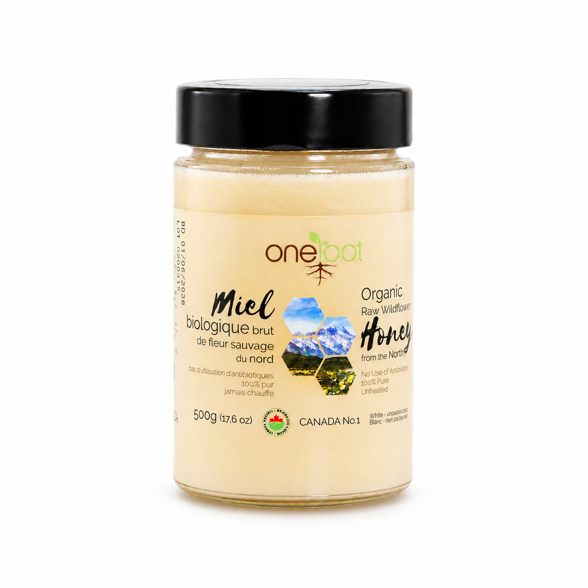 Oneroot 100% Organic Canadian Wildflower Honey (1 bottle)
